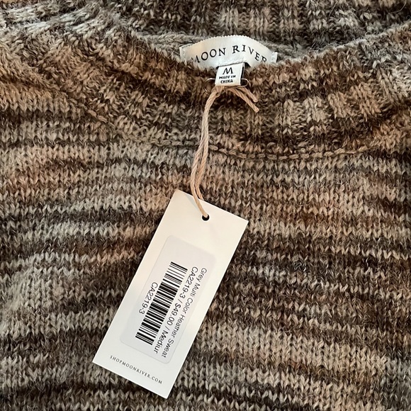 NWT GREY MULTICOLOR HEATHER SWEATER - Picture 2 of 3